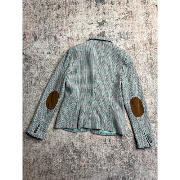 Women’s Wool Herringbone Blazer Jacket US 8 Elbow Patches Tweed Academic Preppy - Picture 2 of 10